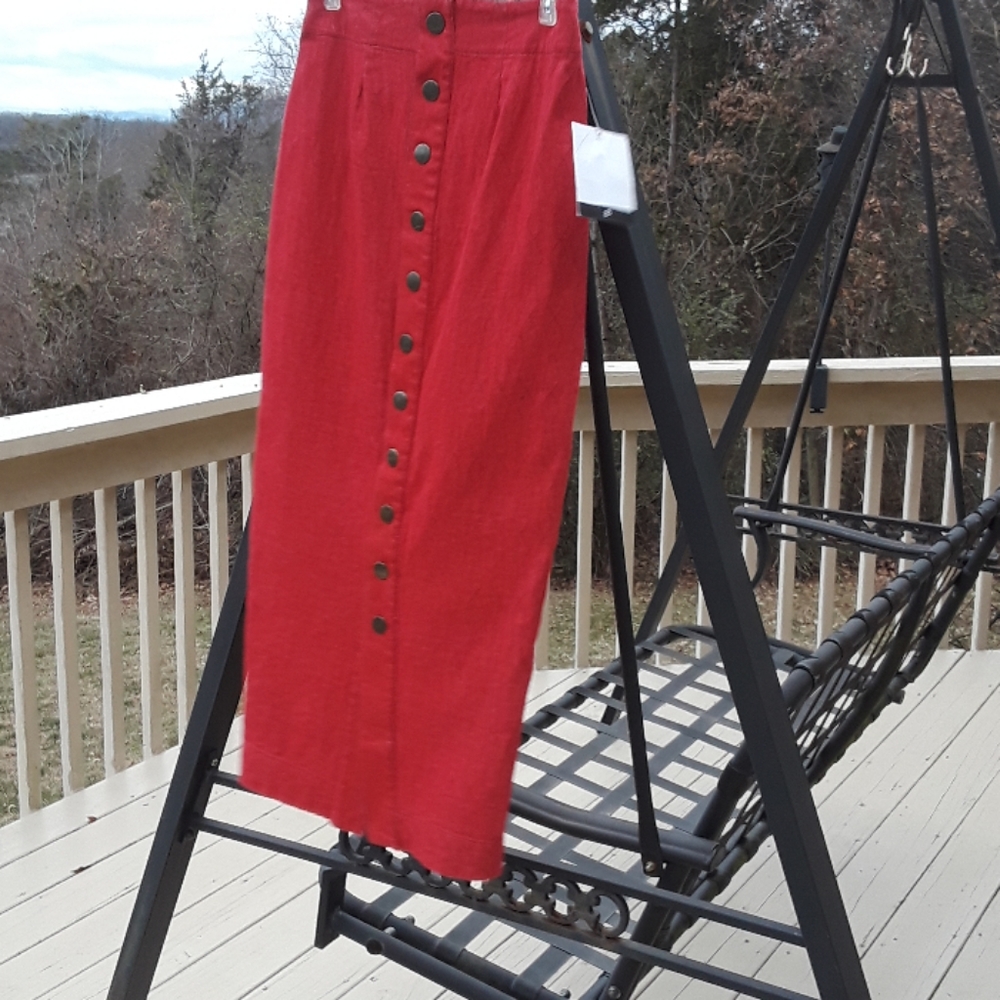 NWT Sz 8 Maxi Narrow Skirt Red Jan Barboglio
